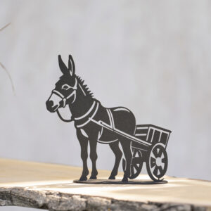 Esel mit Karren stehend